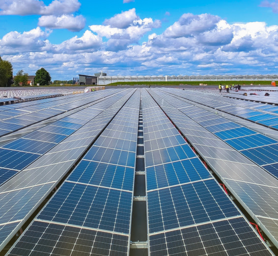 solar panels on industrial building 